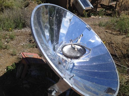 Parabolic solar cooker at the Ampersand Sustainable Learning Center. Photo by: Paloma Sanchez